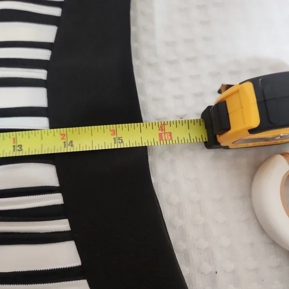 BALI Textured Striped Wave Colorblock Asymmetrical Shoulder Dress Size L - Picture 13 of 14